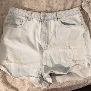 high waisted, slightly ripped shorts